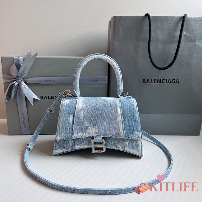 Kitlife Balenciaga Hourglass denim-print leather bag - 23x10x24cm - 1