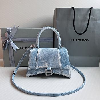 Kitlife Balenciaga Hourglass denim-print leather bag - 23x10x24cm