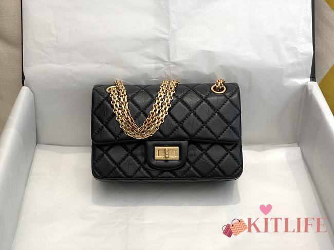 Kitlife Chanel Reissue 2.55 Small Black Gold Hardware - 20x15.5x6cm - 1