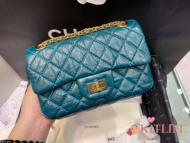 	 Kitlife Chanel Reissue 2.55 Small Blue Gold Hardware - 20x15.5x6cm - 1
