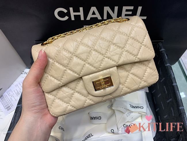 	 Kitlife Chanel Reissue 2.55 Small Beige Gold Hardware - 20x15.5x6cm - 1