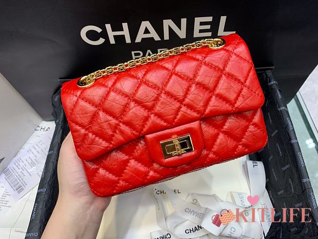	 Kitlife Chanel Reissue 2.55 Small Red Gold Hardware - 20x15.5x6cm - 1
