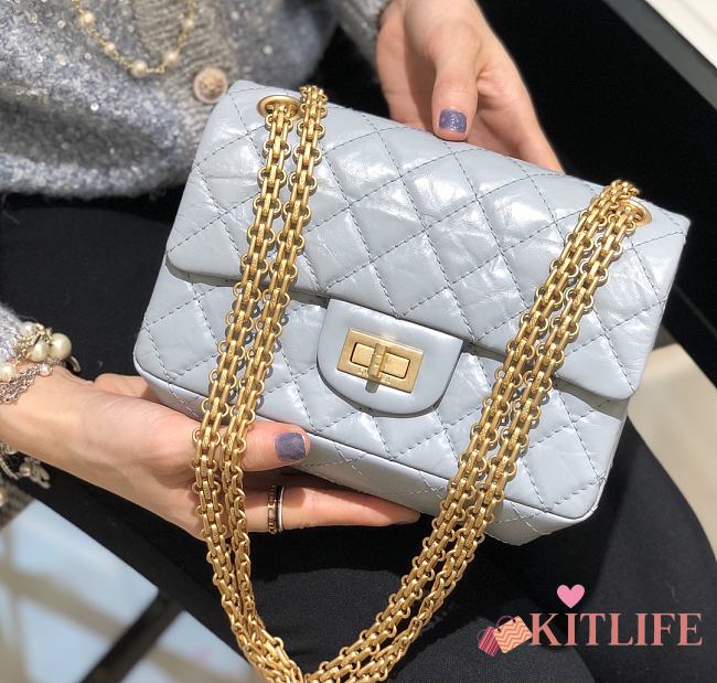 	 Kitlife Chanel Reissue 2.55 Small Light Blue Gold Hardware - 20x15.5x6cm - 1