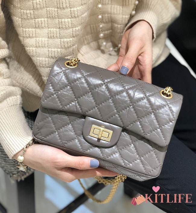 	 Kitlife Chanel Reissue 2.55 Small Gray Gold Hardware - 20x15.5x6cm - 1
