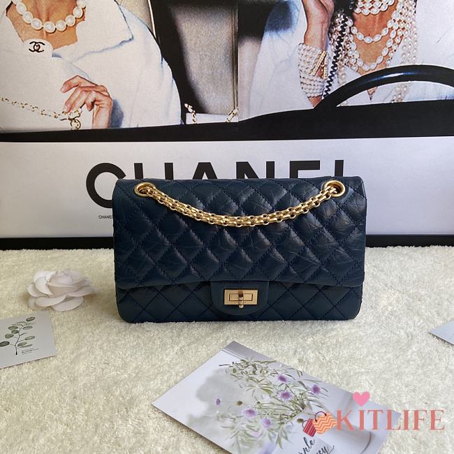 Kitlife Chanel Reissue 2.55 Meddium Navy Blue Gold Hardware - 24cm - 1