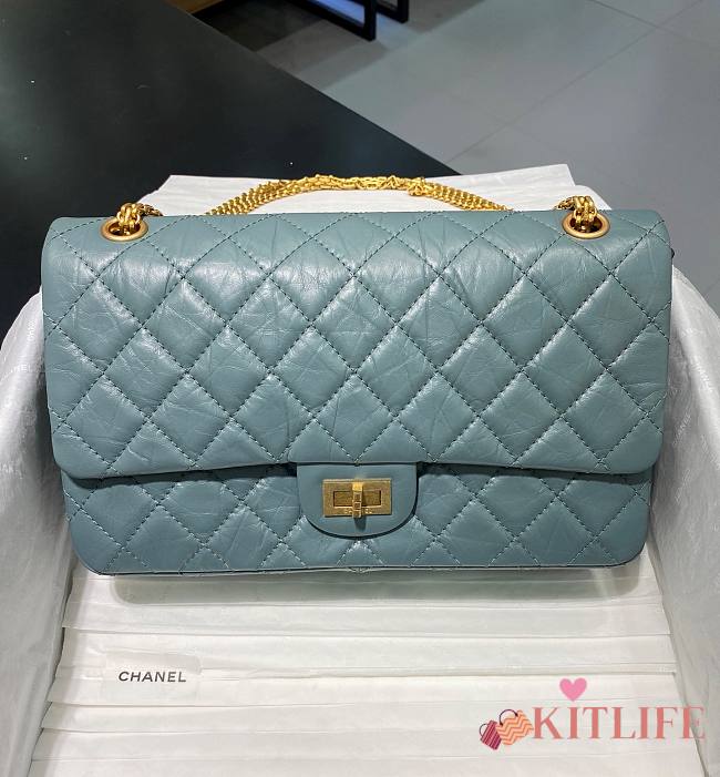 Kitlife Chanel Reissue 2.55 Maxi Blue Gold Hardware - 31cm - 1