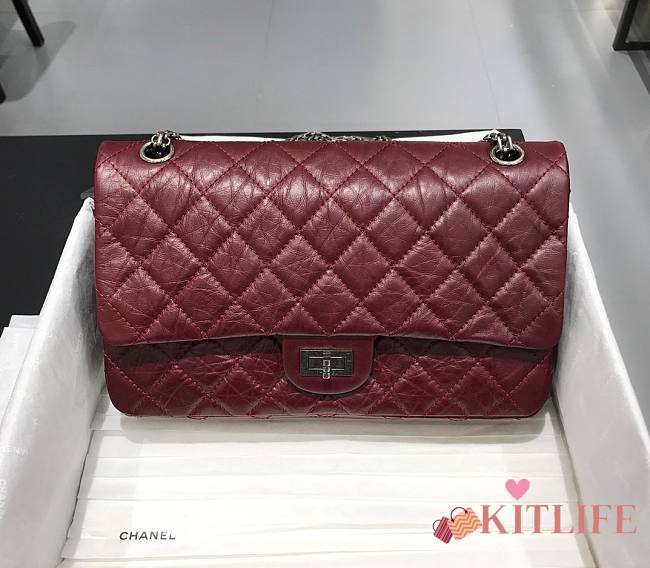 	 Kitlife Chanel Reissue 2.55 Maxi Burgundy Silver Hardware - 31cm - 1