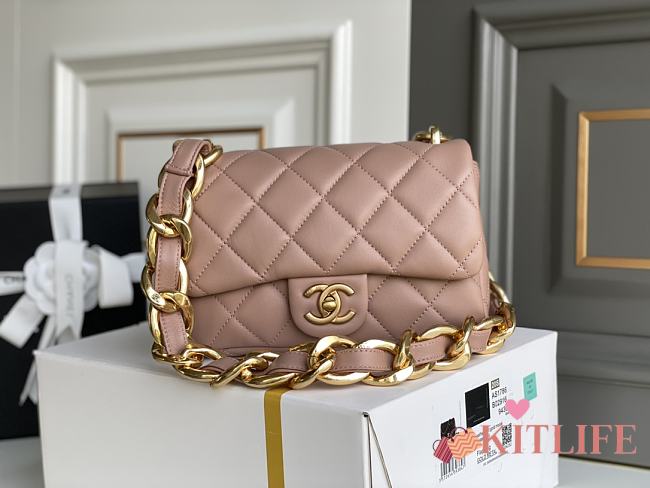 Kitlife Chanel Oversized Chain Flap Bag Small Beige - 17x21x6cm - 1