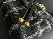 Kitlife Chanel Wool Tweed & Gold-Tone Metal Black & Gray Backpack - 24cmx21cmx10cm   - 4