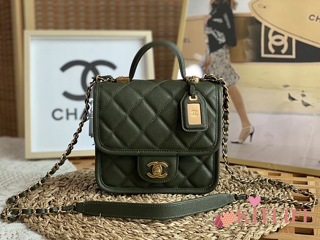 Kitlife Chanel Small Flap Bag with top handle green - 17 × 20.5 × 6 cm - 1