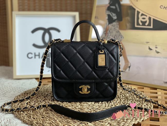 	 Kitlife Chanel Small Flap Bag with top handle black - 17 × 20.5 × 6 cm - 1