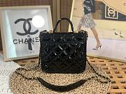 	 Kitlife Chanel Small Flap Bag with top handle patent leather black - 17 × 20.5 × 6 cm - 2