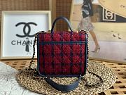 	 Kitlife Chanel Small Flap Bag with top handle red Cotton & Wool  - 17 × 20.5 × 6 cm - 4