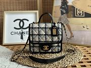 	 Kitlife Chanel Small Flap Bag with top handle Ecru, Grey, Beige & Black Cotton & Wool - 17 × 20.5 × 6 cm - 1