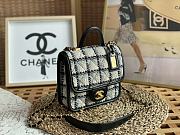 	 Kitlife Chanel Small Flap Bag with top handle Ecru, Grey, Beige & Black Cotton & Wool - 17 × 20.5 × 6 cm - 5