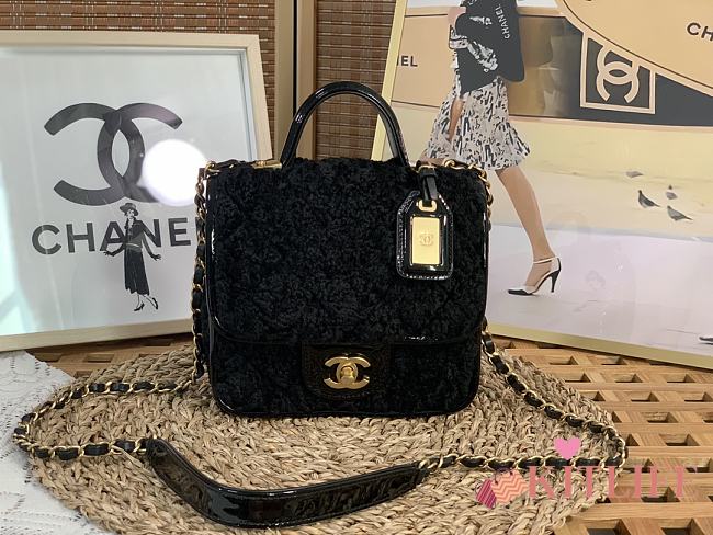 Kitlife Chanel Small Flap Bag with top handle black tweed - 17 × 20.5 × 6 - 1