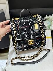 Kitlife Chanel Small Flap Bag with top handle black Cotton & Wool - 17 × 20.5 × 6 - 1