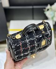 Kitlife Chanel Small Flap Bag with top handle black Cotton & Wool - 17 × 20.5 × 6 - 5