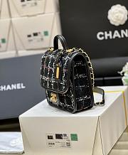 Kitlife Chanel Small Flap Bag with top handle black Cotton & Wool - 17 × 20.5 × 6 - 3