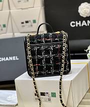Kitlife Chanel Small Flap Bag with top handle black Cotton & Wool - 17 × 20.5 × 6 - 2
