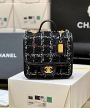 Kitlife Chanel Small Flap Bag with top handle black Cotton & Wool - 17 × 20.5 × 6 - 4