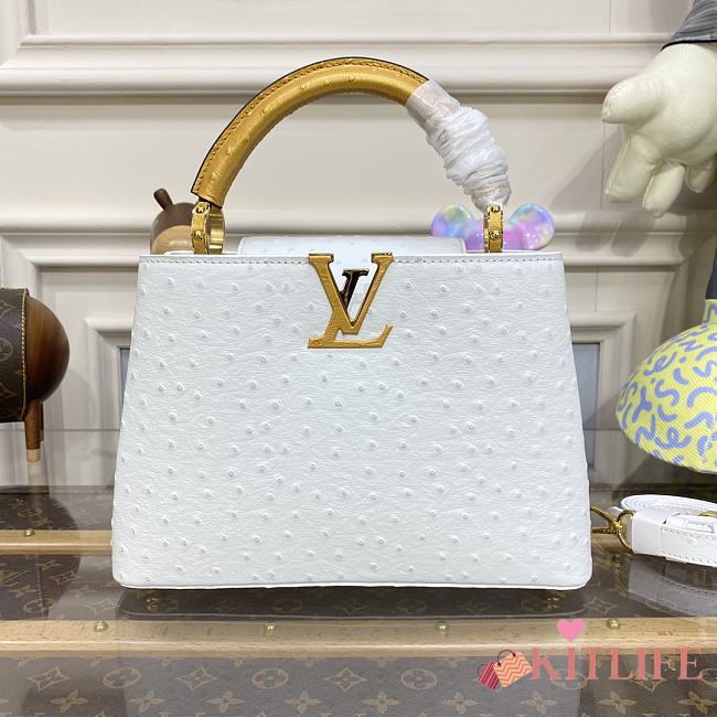 	 Kitlife Louis Vuitton Capucines Medium Ostrich Leather White - 31.5*20*11cm - 1