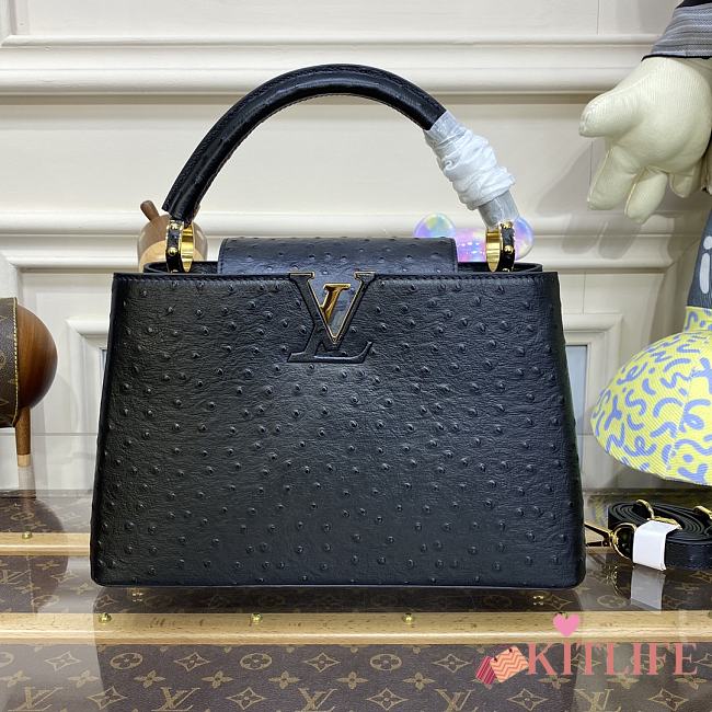 	 Kitlife Louis Vuitton Capucines Medium Ostrich Leather Black - 31.5*20*11cm - 1