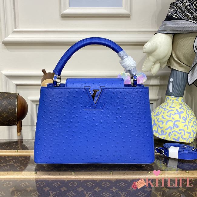 	 Kitlife Louis Vuitton Capucines Small Ostrich Leather Blue - 27*18*9cm - 1
