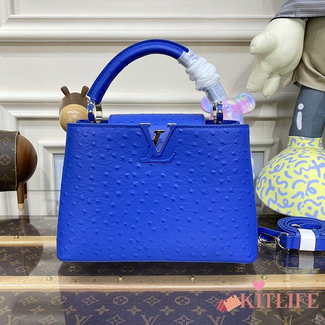 	 Kitlife Louis Vuitton Capucines Medium Ostrich Leather Blue - 31.5*20*11cm - 1
