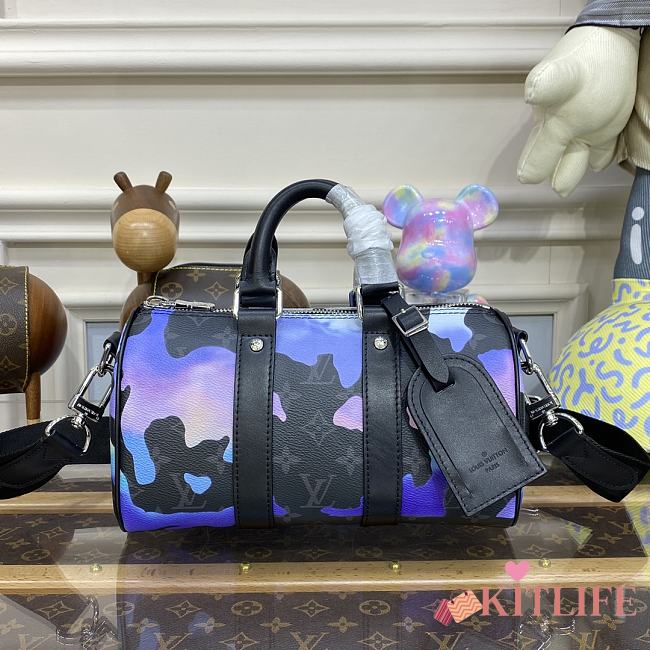 KITLIFE LOUIS VUITTON KEEPALL BAG 25 Sunrise Monogram Eclipse Canvas - 25 x 15 x 11 cm - 1