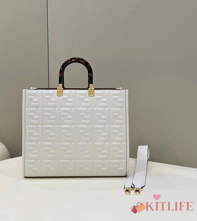 Kitlife Fendi Sunshine Medium White leather shopper - 35x31x17cm - 1