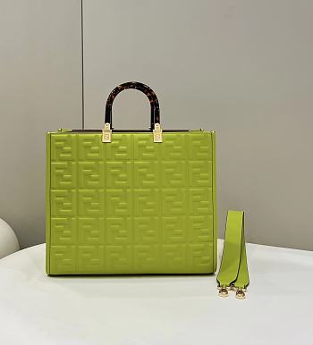 	 Kitlife Fendi Sunshine Medium Acid Green leather shopper - 35x31x17cm