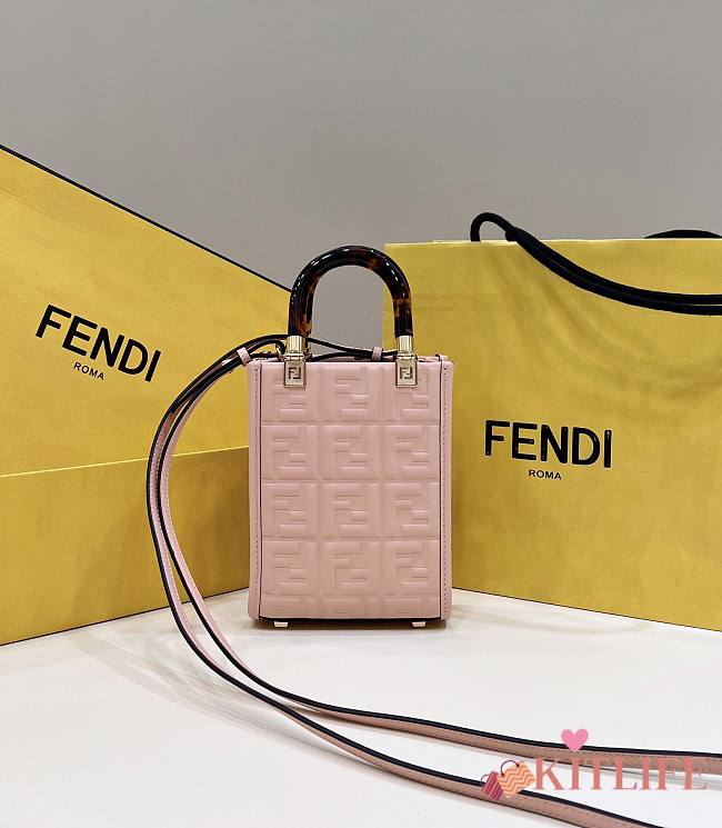 	 Kitlife Fendi Sunshine Mini Pink leather shopper - 13x5x17cm - 1