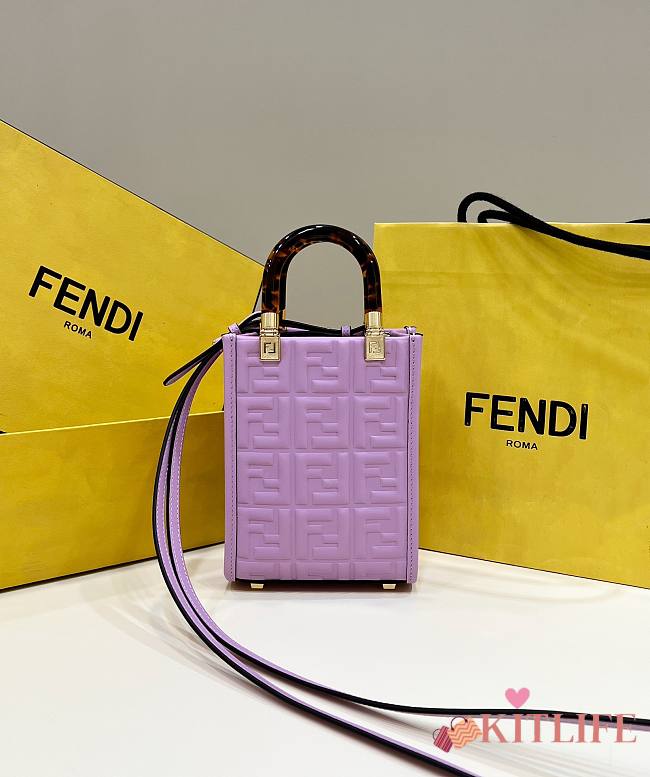 	 Kitlife Fendi Sunshine Mini Purple leather shopper - 13x5x17cm - 1