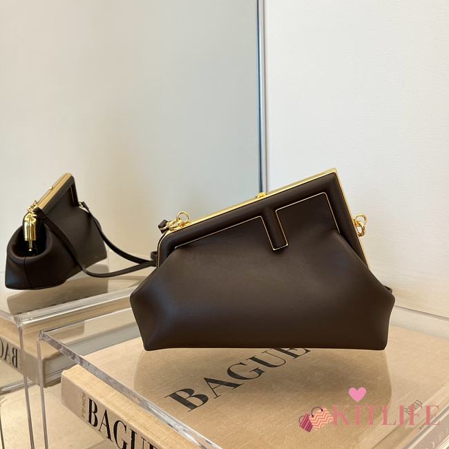 Fendi First Small Dark Brown Leather  – 8BP129 – 26×18×9.5 cm - 1