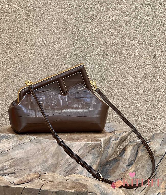 Fendi First Small Brown Blushes Crocodile Leather – 8BP129 – 26×18×9.5 cm - 1