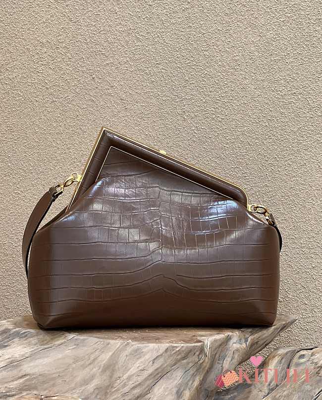 Kitlife Fendi First Medium Brown Blushed Crocodile Leather - 32.5x15x23.5cm - 1