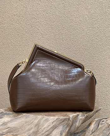 Kitlife Fendi First Medium Brown Blushed Crocodile Leather - 32.5x15x23.5cm