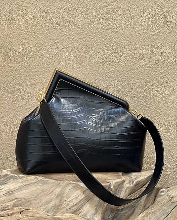 	 Kitlife Fendi First Medium Black Blushed Crocodile Leather - 32.5x15x23.5cm