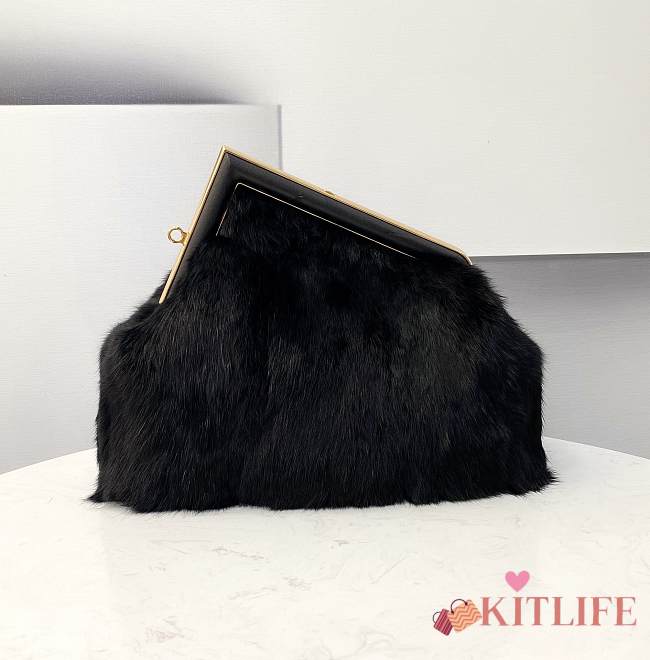 	 Kitlife Fendi First Medium Mink Leather Black - 32.5x15x23.5cm - 1