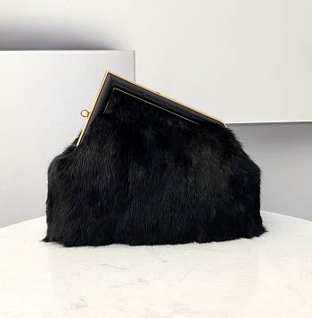 	 Kitlife Fendi First Medium Mink Leather Black - 32.5x15x23.5cm