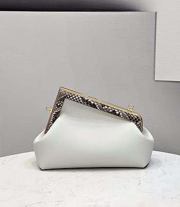 Kitlife Fendi First White leather bag with python leather bound - 26×9.5×18cm