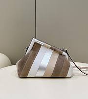 	 Kitlife Fendi First Small Leather bag silver and light brown inlay - 26x9.5 x18cm - 1