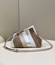 	 Kitlife Fendi First Small Leather bag silver and light brown inlay - 26x9.5 x18cm - 3