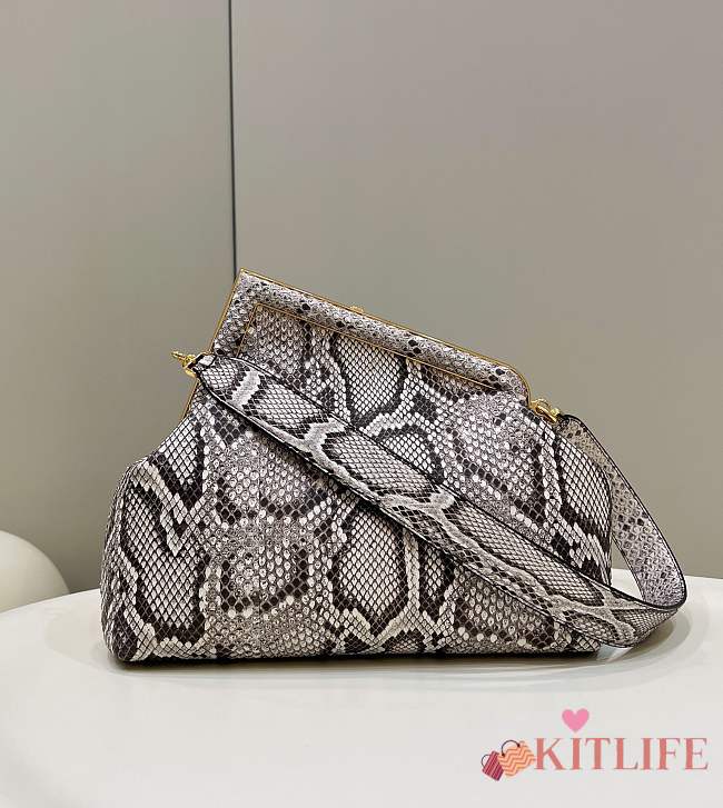 Fendi First Medium White Python Leather Bag – 32.5×15×23.5cm - 1