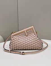 	 Kitlife Fendi First Small Beige braided leather pink bag - 26x18x9.5 cm - 1