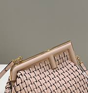 	 Kitlife Fendi First Small Beige braided leather pink bag - 26x18x9.5 cm - 2