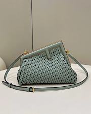 	 Kitlife Fendi First Small Beige braided leather green bag - 26x18x9.5 cm - 1