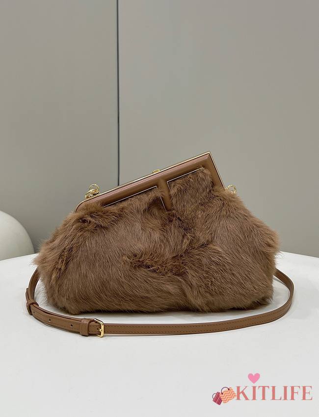 	 Kitlife Fendi First Small Mink Leather Brown - 26×9.5×18cm - 1