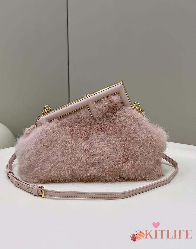 	 Kitlife Fendi First Small Mink Leather Pink - 26×9.5×18cm - 1